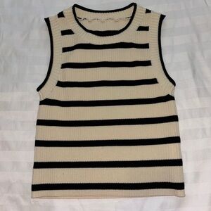 Commense Black and Tan Striped Sleeveless Top